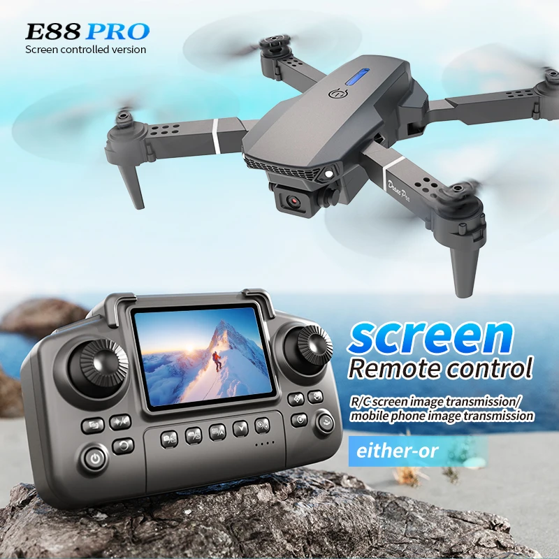Drone E88 Rc Quadcopter - Profesyonel E88 PRO Drone, Ekranlı 8K