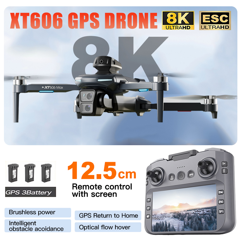 XT606 MAX 3 pil Drone 4k 8K HD - Jjrc Drone X12 incelemesi ve fiyatı